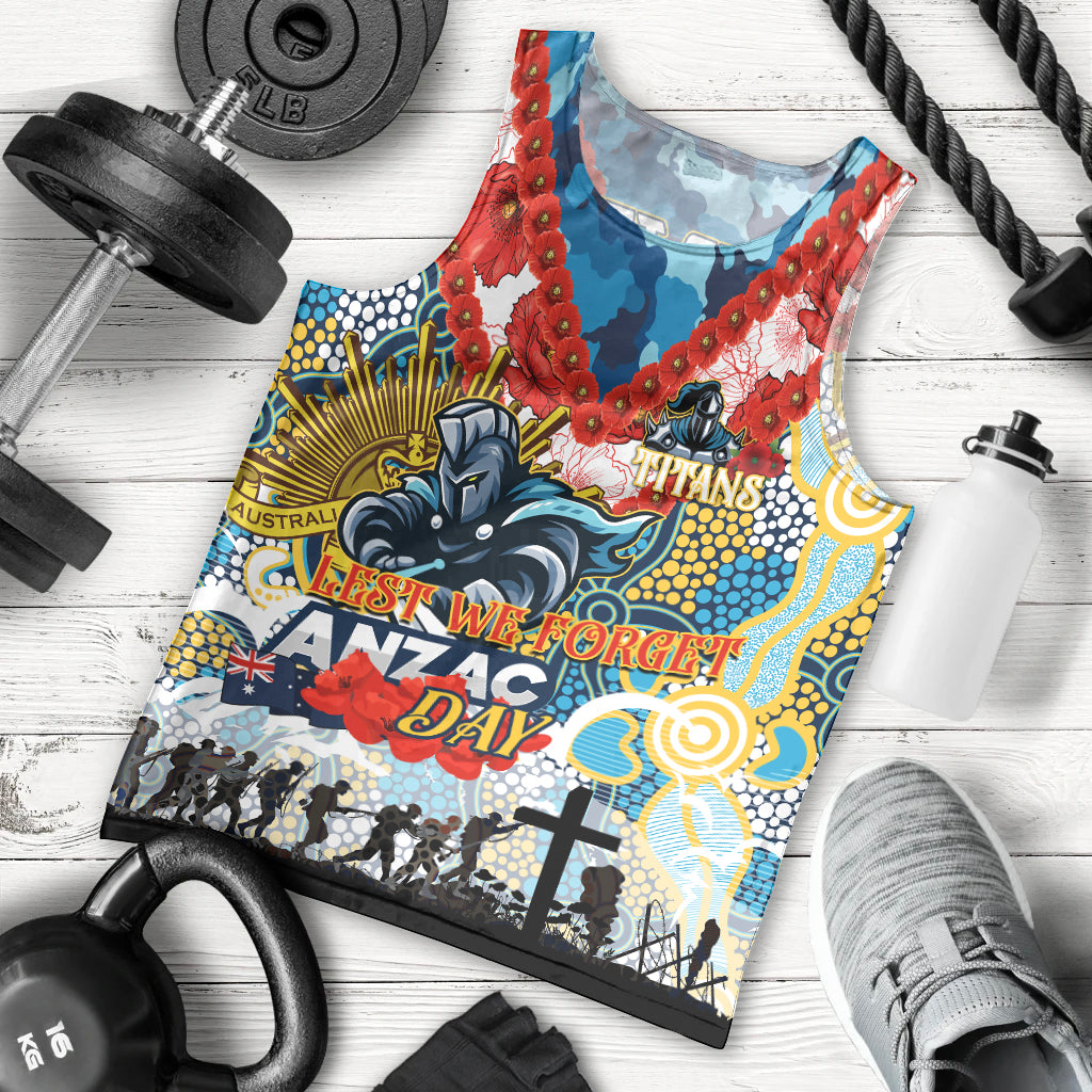 Personalised Titans ANZAC Day Men Tank Top Aboriginal Rising Sun