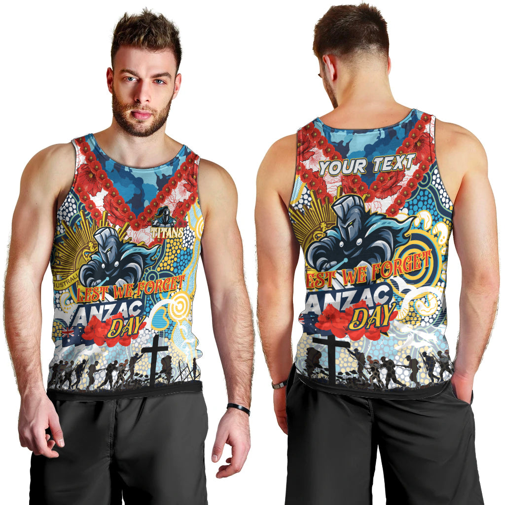 Personalised Titans ANZAC Day Men Tank Top Aboriginal Rising Sun
