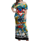 Personalised Titans ANZAC Day Off Shoulder Maxi Dress Aboriginal Rising Sun
