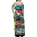 Personalised Titans ANZAC Day Off Shoulder Maxi Dress Aboriginal Rising Sun