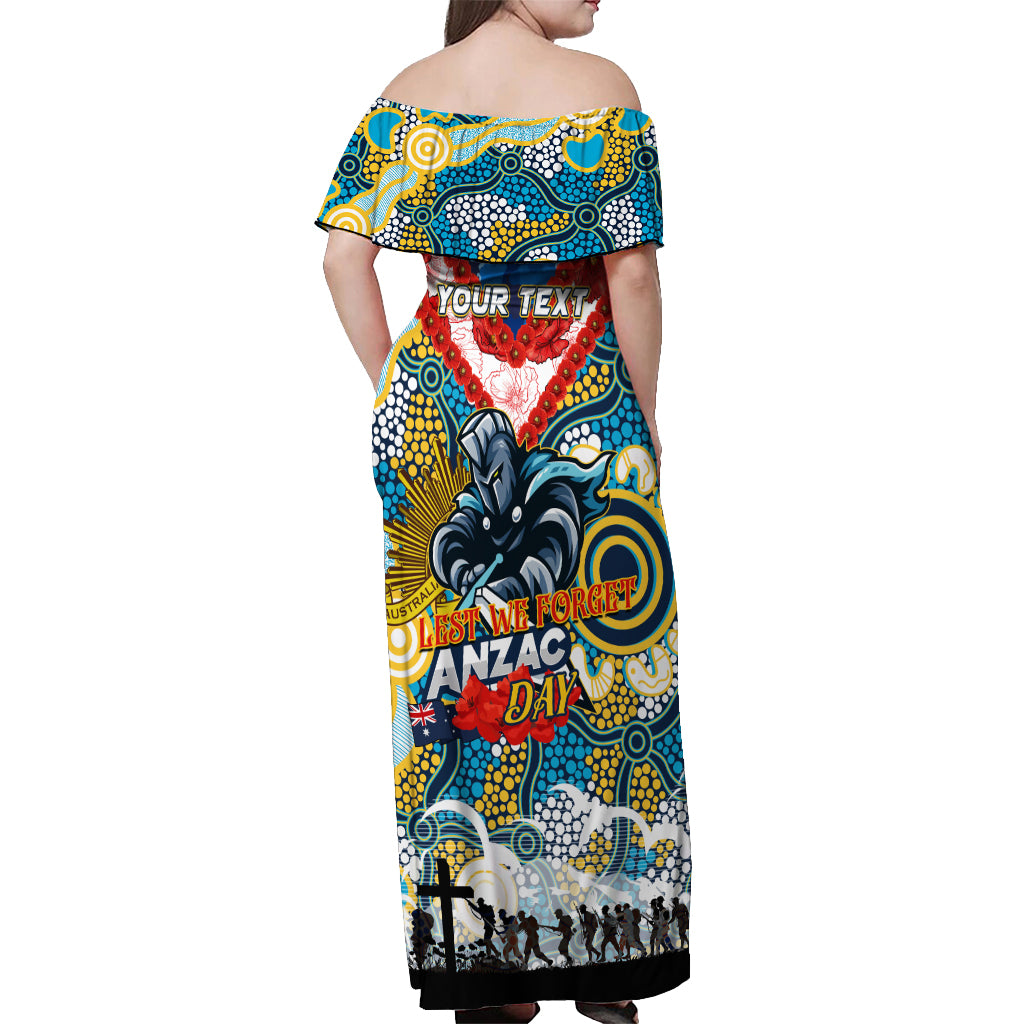 Personalised Titans ANZAC Day Off Shoulder Maxi Dress Aboriginal Rising Sun