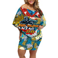 Personalised Titans ANZAC Day Off Shoulder Short Dress Aboriginal Rising Sun