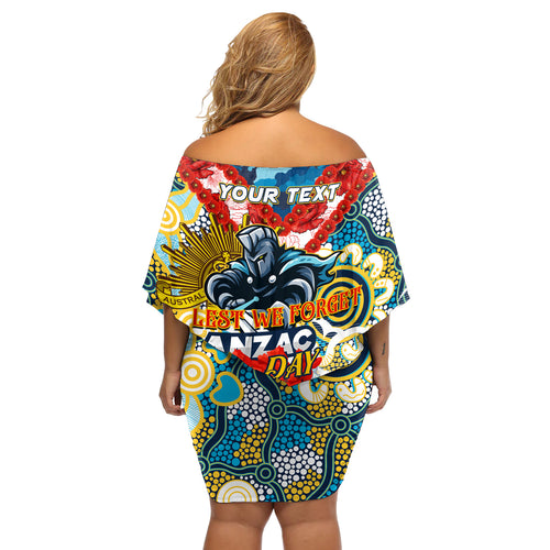Personalised Titans ANZAC Day Off Shoulder Short Dress Aboriginal Rising Sun