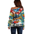 Personalised Titans ANZAC Day Off Shoulder Sweater Aboriginal Rising Sun