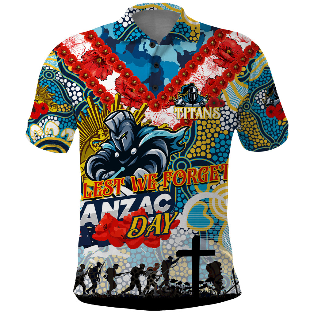 Personalised Titans ANZAC Day Polo Shirt Aboriginal Rising Sun