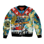 Personalised Titans ANZAC Day Sleeve Zip Bomber Jacket Aboriginal Rising Sun