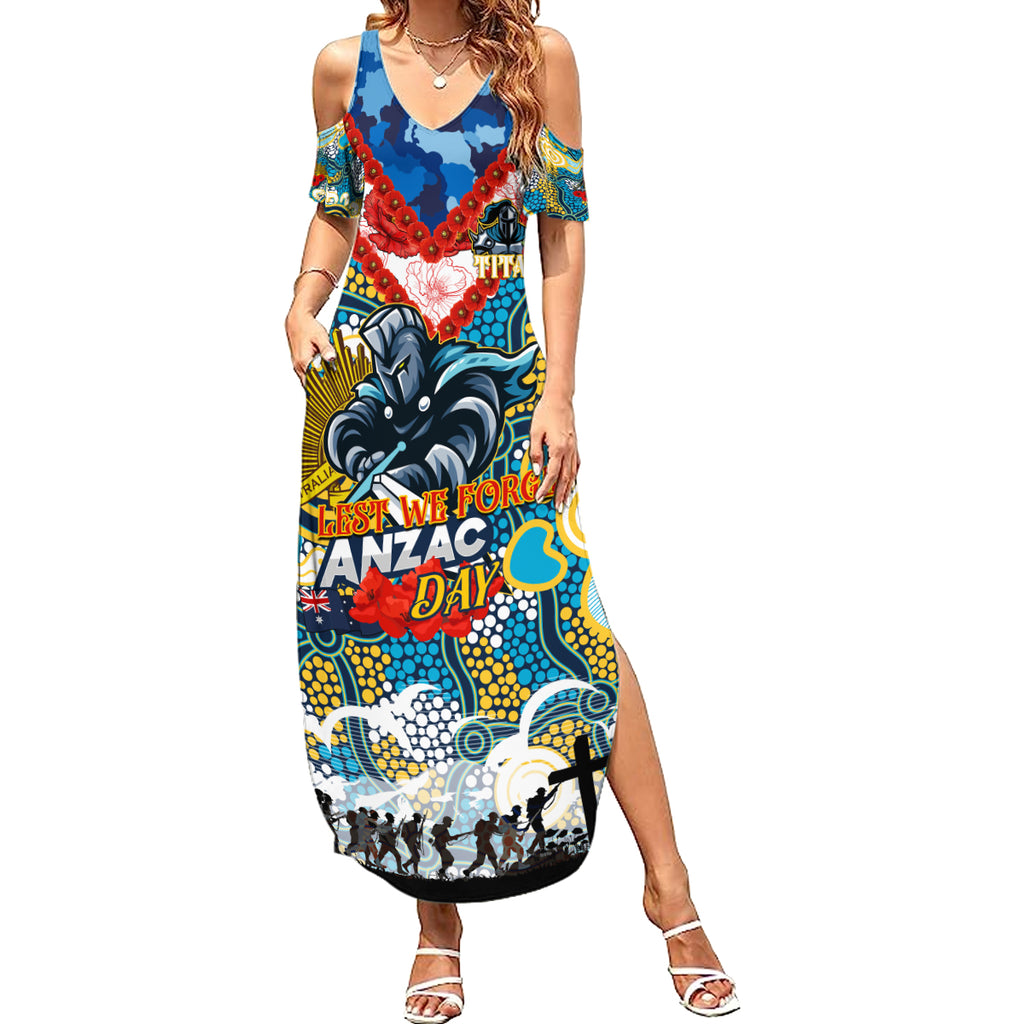 Personalised Titans ANZAC Day Summer Maxi Dress Aboriginal Rising Sun