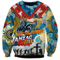 Personalised Titans ANZAC Day Sweatshirt Aboriginal Rising Sun
