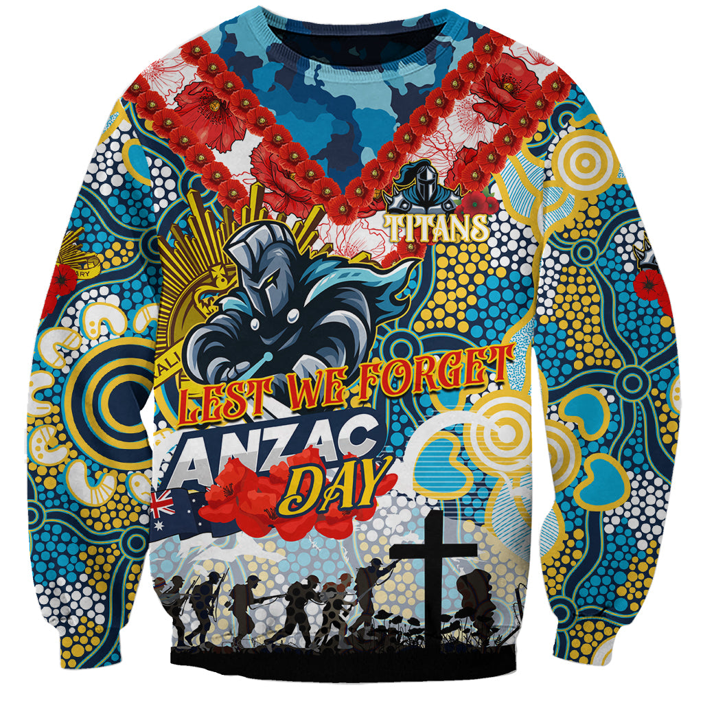 Personalised Titans ANZAC Day Sweatshirt Aboriginal Rising Sun