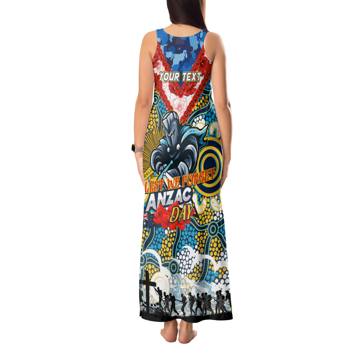Personalised Titans ANZAC Day Tank Maxi Dress Aboriginal Rising Sun