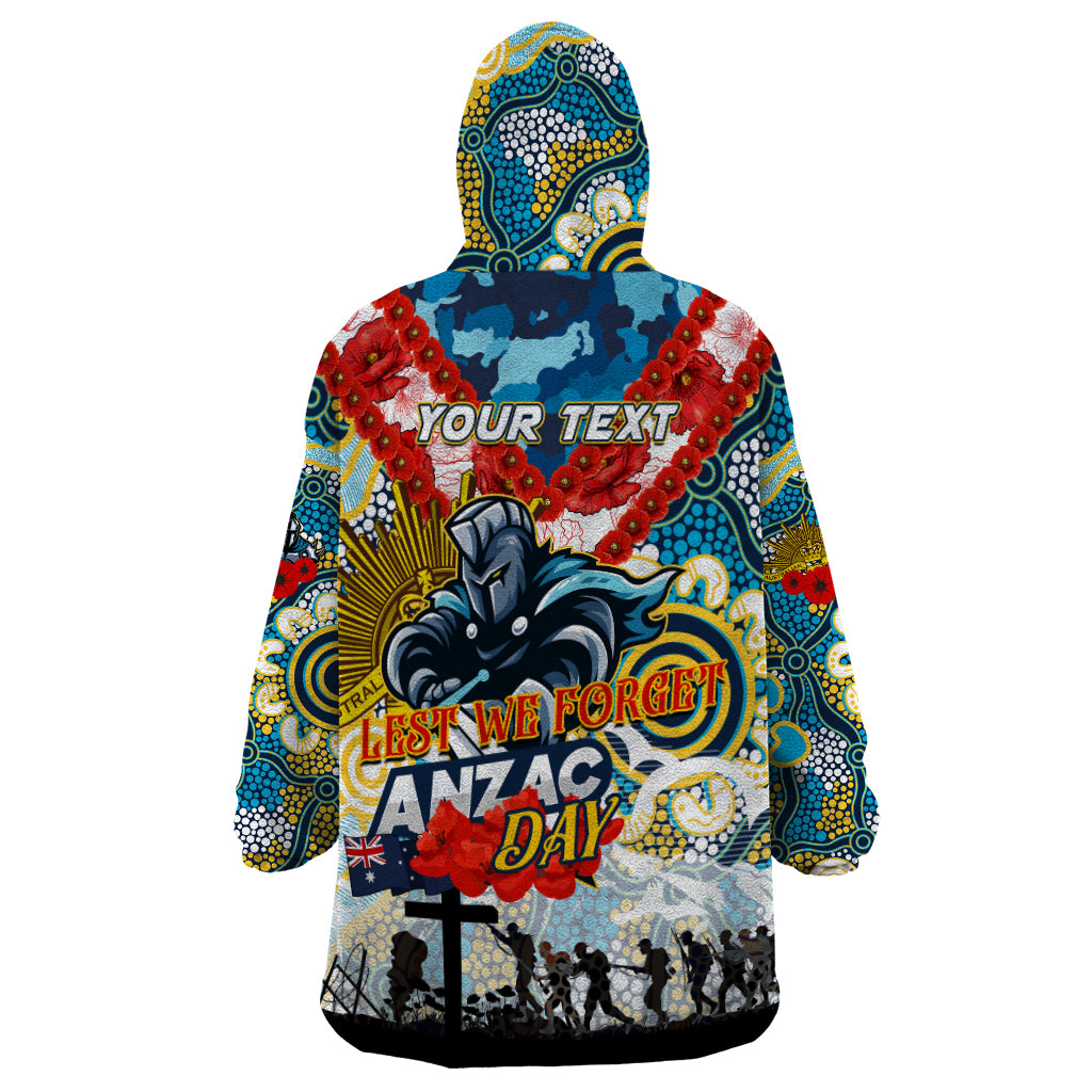Personalised Titans ANZAC Day Wearable Blanket Hoodie Aboriginal Rising Sun