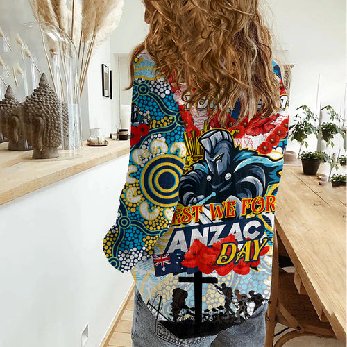 Personalised Titans ANZAC Day Women Casual Shirt Aboriginal Rising Sun