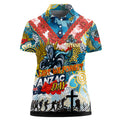 Personalised Titans ANZAC Day Women Polo Shirt Aboriginal Rising Sun