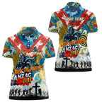 Personalised Titans ANZAC Day Women Polo Shirt Aboriginal Rising Sun