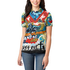 Personalised Titans ANZAC Day Women Polo Shirt Aboriginal Rising Sun