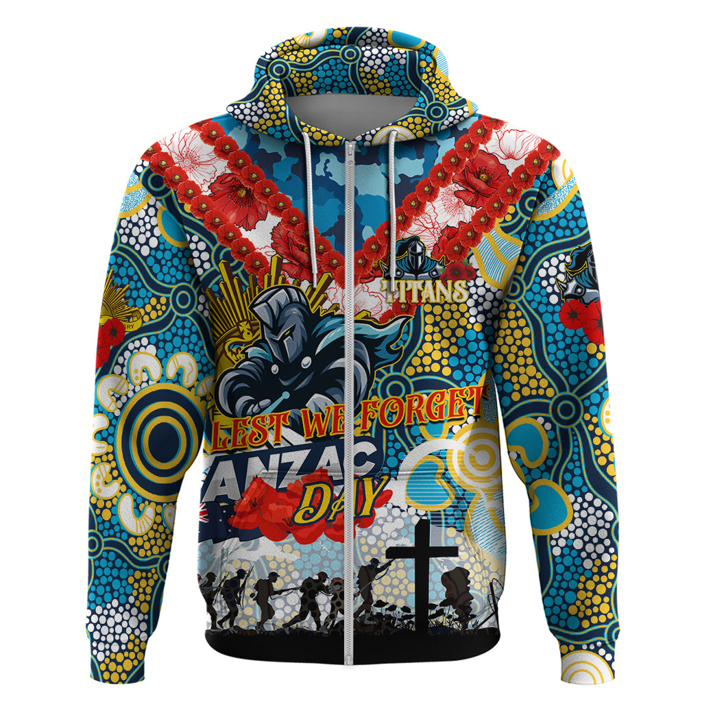 Personalised Titans ANZAC Day Zip Hoodie Aboriginal Rising Sun