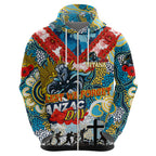 Personalised Titans ANZAC Day Zip Hoodie Aboriginal Rising Sun