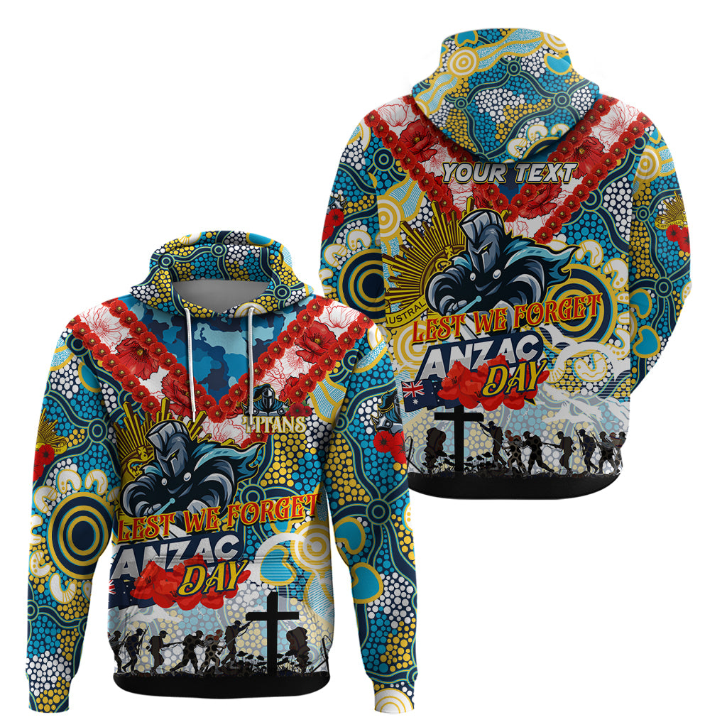 Personalised Titans ANZAC Day Zip Hoodie Aboriginal Rising Sun