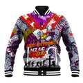 Personalised Eagles ANZAC Day Baseball Jacket Aboriginal Rising Sun