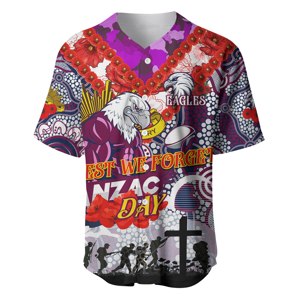 Personalised Eagles ANZAC Day Baseball Jersey Aboriginal Rising Sun
