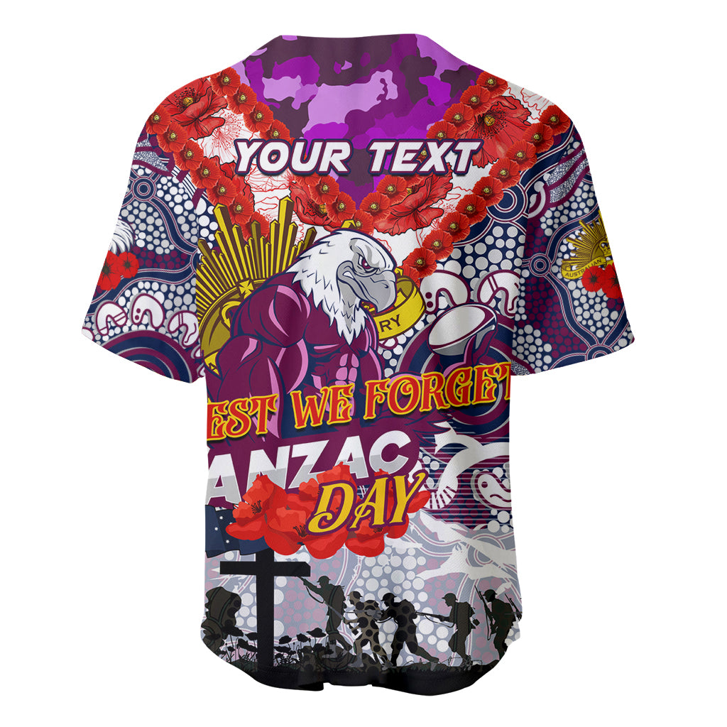 Personalised Eagles ANZAC Day Baseball Jersey Aboriginal Rising Sun