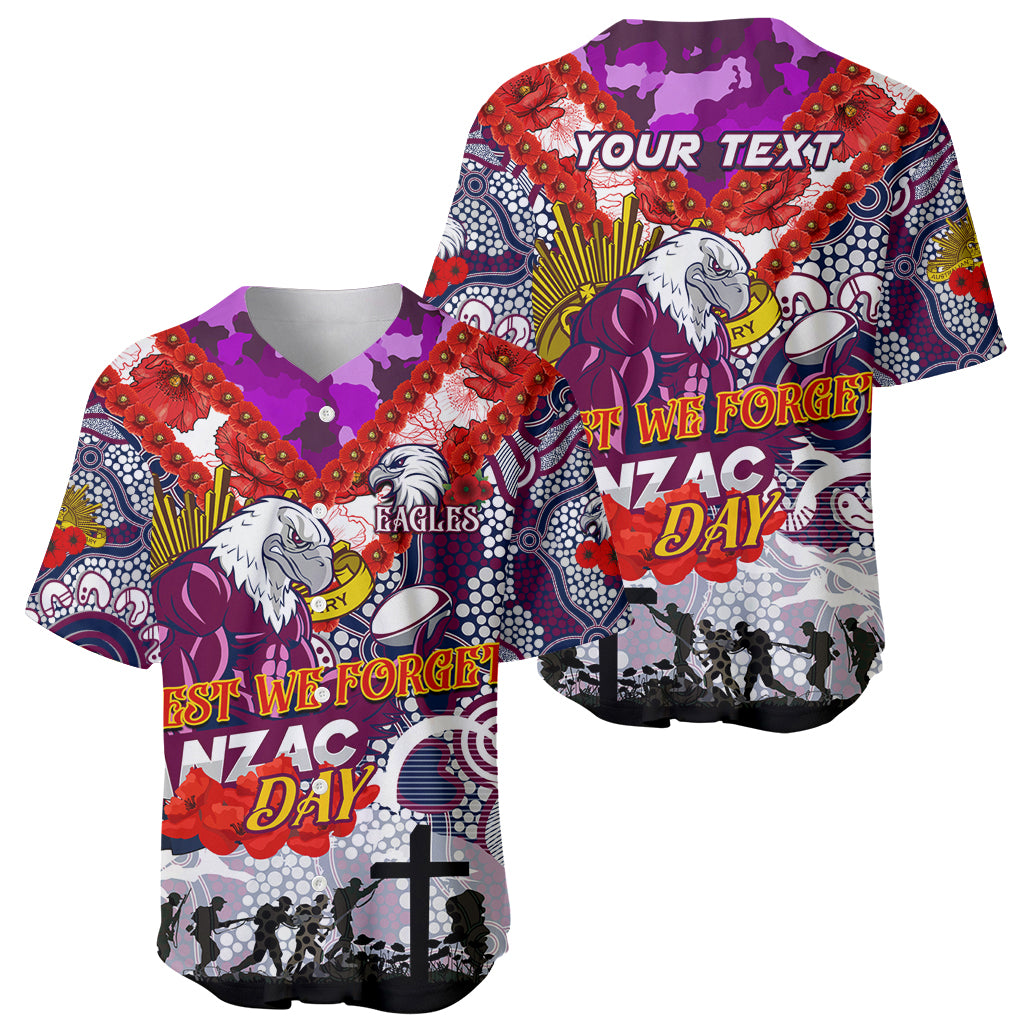 Personalised Eagles ANZAC Day Baseball Jersey Aboriginal Rising Sun