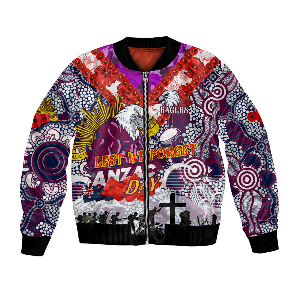 Personalised Eagles ANZAC Day Bomber Jacket Aboriginal Rising Sun