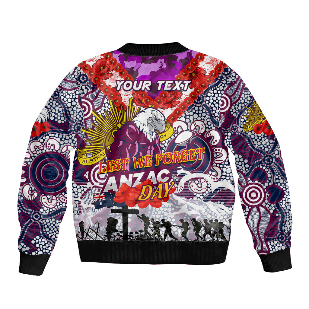 Personalised Eagles ANZAC Day Bomber Jacket Aboriginal Rising Sun