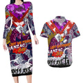 Personalised Eagles ANZAC Day Couples Matching Long Sleeve Bodycon Dress and Hawaiian Shirt Aboriginal Rising Sun