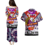 Personalised Eagles ANZAC Day Couples Matching Puletasi and Hawaiian Shirt Aboriginal Rising Sun