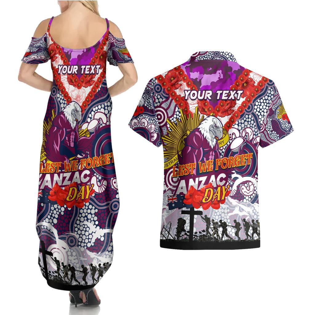 Personalised Eagles ANZAC Day Couples Matching Summer Maxi Dress and Hawaiian Shirt Aboriginal Rising Sun