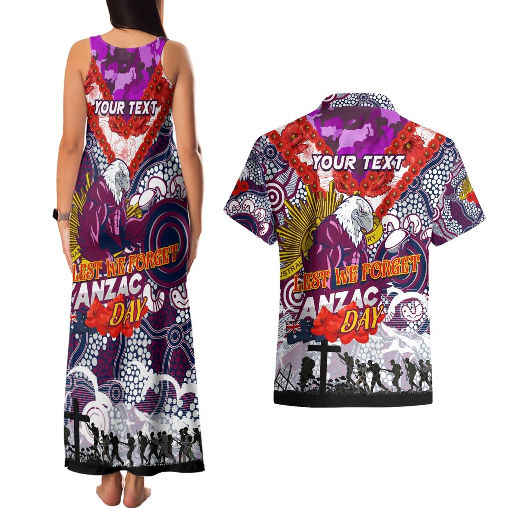 Personalised Eagles ANZAC Day Couples Matching Tank Maxi Dress and Hawaiian Shirt Aboriginal Rising Sun