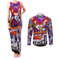 Personalised Eagles ANZAC Day Couples Matching Tank Maxi Dress and Long Sleeve Button Shirt Aboriginal Rising Sun