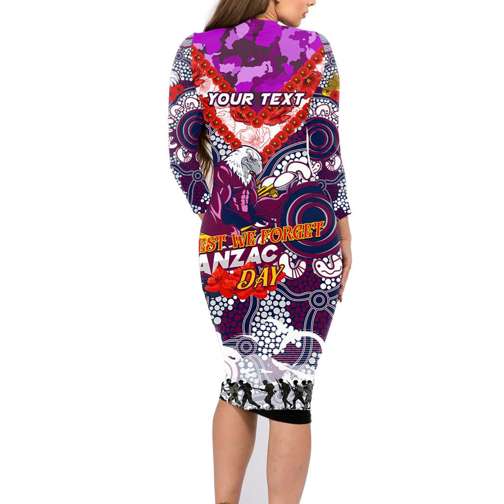 Personalised Eagles ANZAC Day Family Matching Long Sleeve Bodycon Dress and Hawaiian Shirt Aboriginal Rising Sun