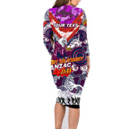 Personalised Eagles ANZAC Day Family Matching Long Sleeve Bodycon Dress and Hawaiian Shirt Aboriginal Rising Sun