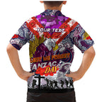 Personalised Eagles ANZAC Day Family Matching Mermaid Dress and Hawaiian Shirt Aboriginal Rising Sun
