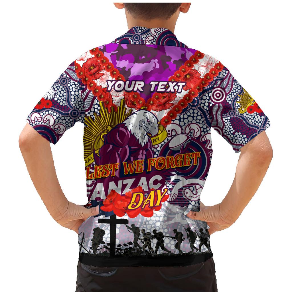 Personalised Eagles ANZAC Day Family Matching Mermaid Dress and Hawaiian Shirt Aboriginal Rising Sun