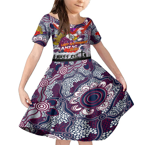 Personalised Eagles ANZAC Day Family Matching Mermaid Dress and Hawaiian Shirt Aboriginal Rising Sun