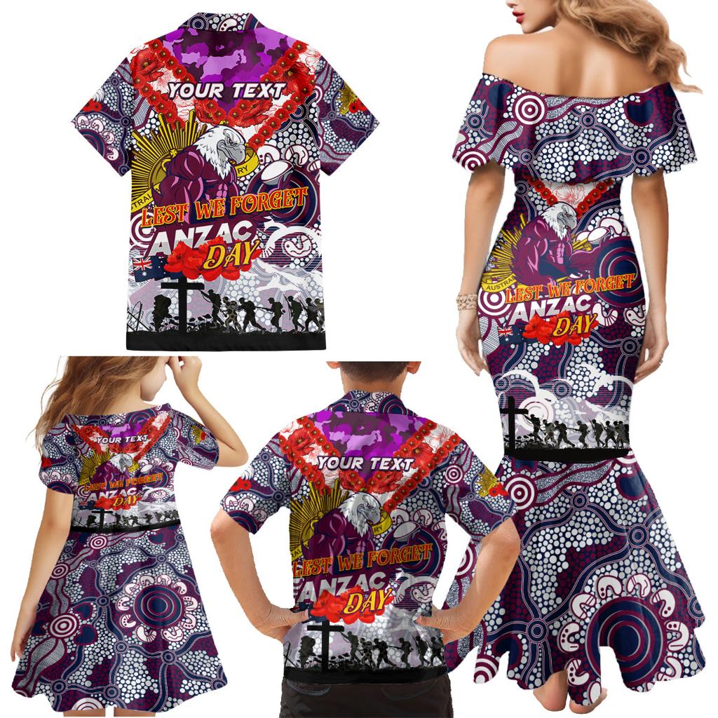 Personalised Eagles ANZAC Day Family Matching Mermaid Dress and Hawaiian Shirt Aboriginal Rising Sun