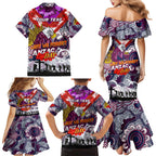 Personalised Eagles ANZAC Day Family Matching Mermaid Dress and Hawaiian Shirt Aboriginal Rising Sun