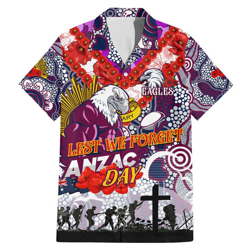 Personalised Eagles ANZAC Day Family Matching Mermaid Dress and Hawaiian Shirt Aboriginal Rising Sun