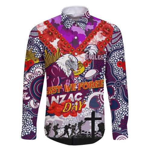 Personalised Eagles ANZAC Day Family Matching Mermaid Dress and Hawaiian Shirt Aboriginal Rising Sun