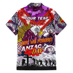 Personalised Eagles ANZAC Day Family Matching Off Shoulder Short Dress and Hawaiian Shirt Aboriginal Rising Sun