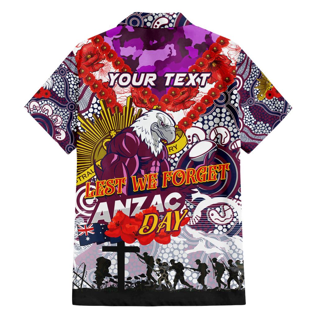 Personalised Eagles ANZAC Day Family Matching Off Shoulder Short Dress and Hawaiian Shirt Aboriginal Rising Sun