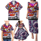Personalised Eagles ANZAC Day Family Matching Puletasi and Hawaiian Shirt Aboriginal Rising Sun