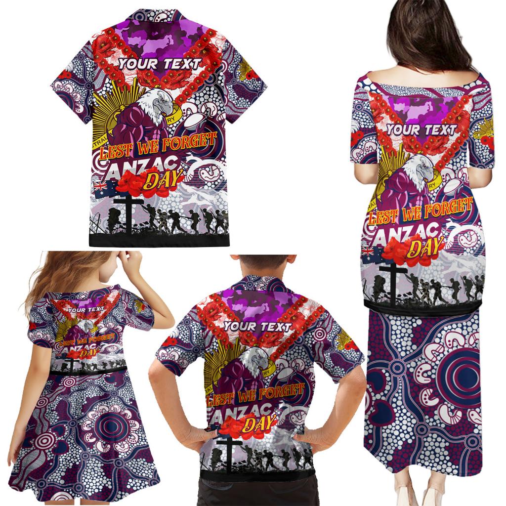 Personalised Eagles ANZAC Day Family Matching Puletasi and Hawaiian Shirt Aboriginal Rising Sun