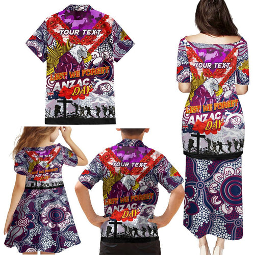 Personalised Eagles ANZAC Day Family Matching Puletasi and Hawaiian Shirt Aboriginal Rising Sun