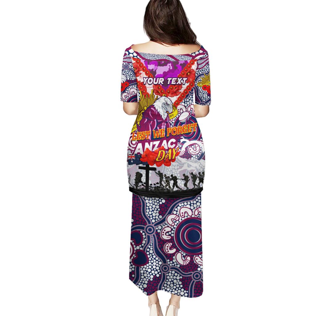 Personalised Eagles ANZAC Day Family Matching Puletasi and Hawaiian Shirt Aboriginal Rising Sun