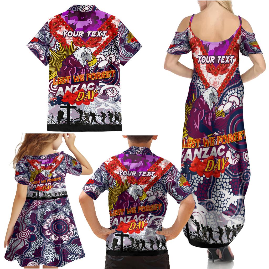 Personalised Eagles ANZAC Day Family Matching Summer Maxi Dress and Hawaiian Shirt Aboriginal Rising Sun
