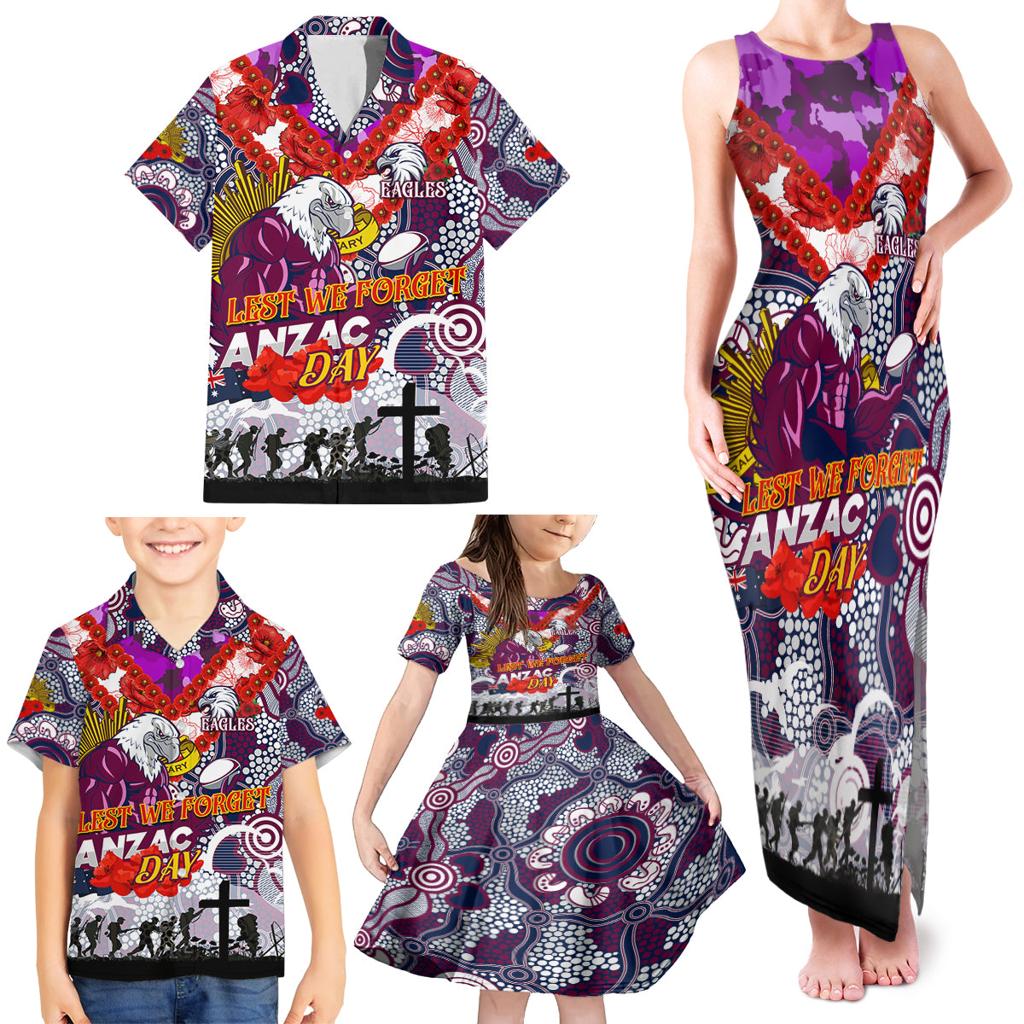 Personalised Eagles ANZAC Day Family Matching Tank Maxi Dress and Hawaiian Shirt Aboriginal Rising Sun